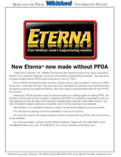 Eterna: New Eterna™ now made without PFOA