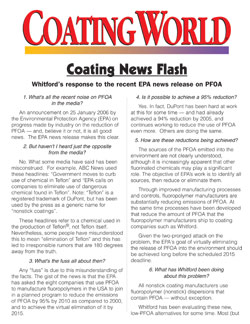Coating News Flash: Whitford's response to the recent EPA news release on PFOA